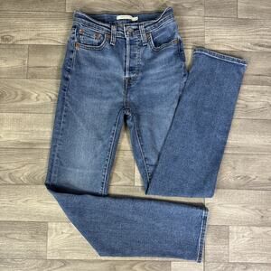 Levi's Button Fly Wedgie Straight Leg Denim Jeans Medium Wash sz 24